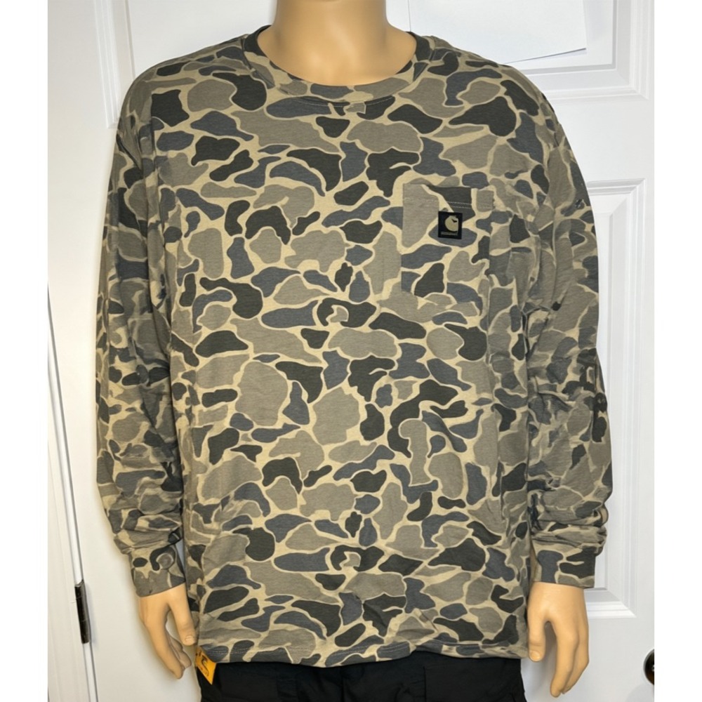 Carhartt Camo Shirt Mens 4XL Long Sleeve Pocket Tee Hunting Workwear Camouflage